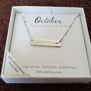 Tourmaline Bar Style Necklace w Swarovski Crystal